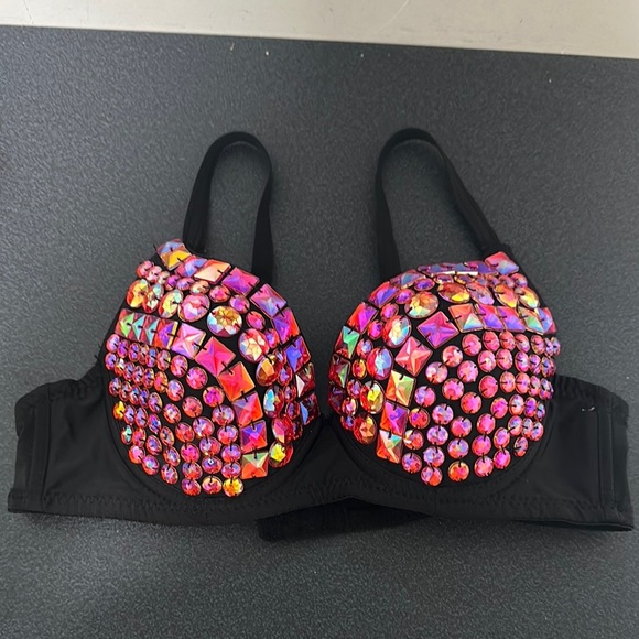 Black and Multicolor Embellished Bra - Picture 1 of 2
